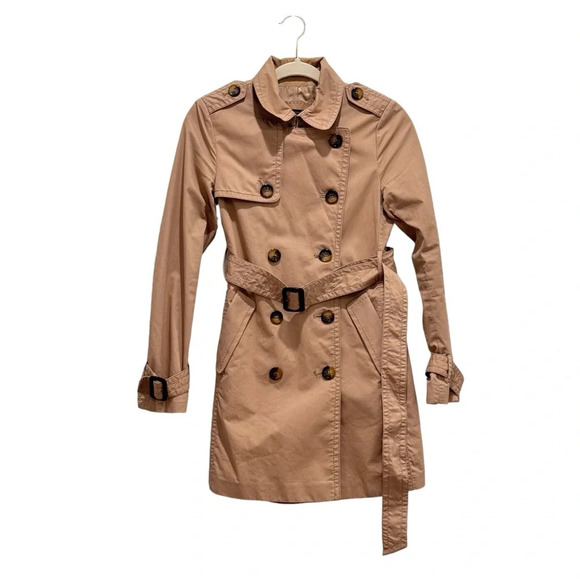 Teenie Weenie All That Bear Tan Khaki Double Breasted Belted Trench Coat Size S - Picture 4 of 16